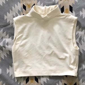 Tibi Cream Mid Rise Cap Sleeve Blouse